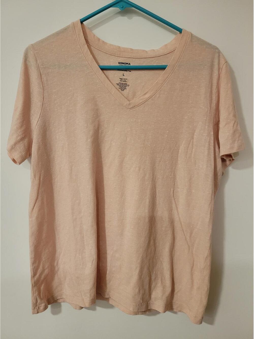 Sonoma The Everyday Tee Large Peach V-Neck T-Shirt